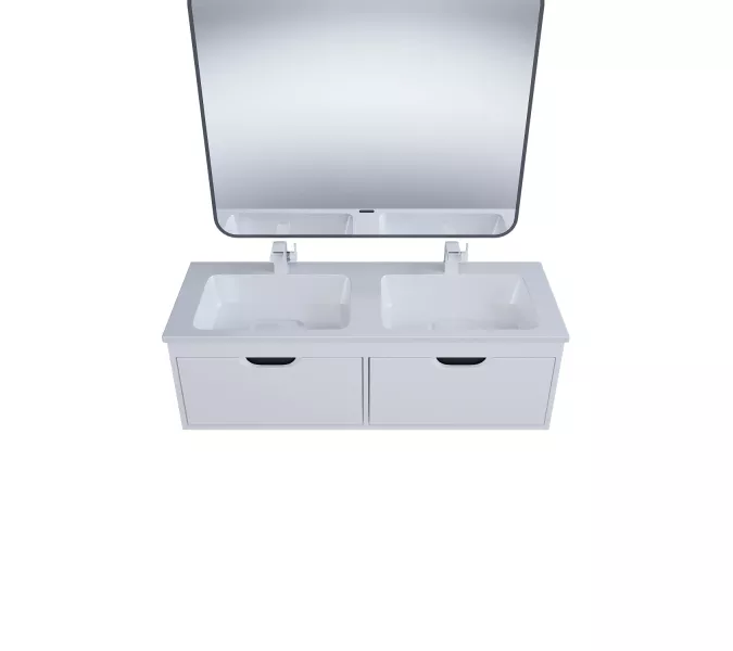 Тумба под двойную раковину Uperwood Modul 120 см, подвесная, матовая, белая/графит, Выбрать цвет: Белый/графит, изображение 8