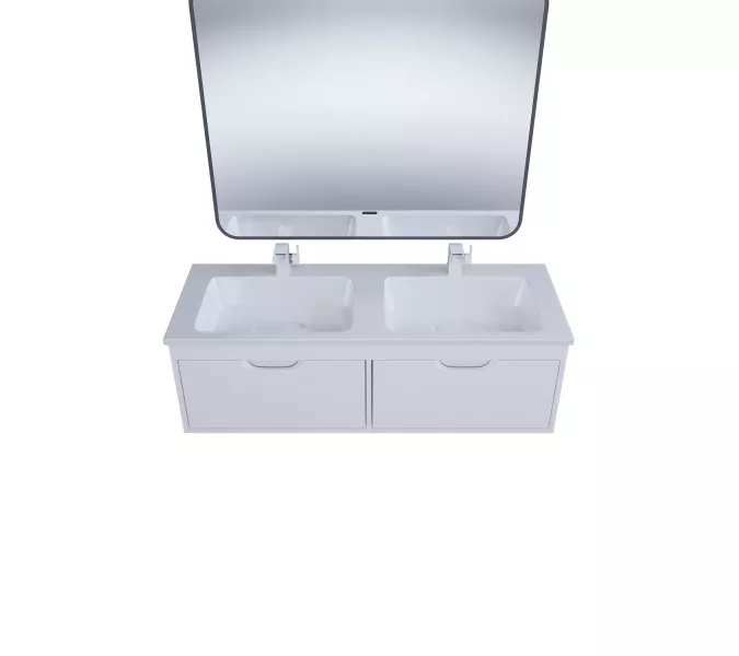 Тумба под двойную раковину Uperwood Modul 120 см, подвесная, матовая, белая, Выбрать цвет: Белый матовый, изображение 8