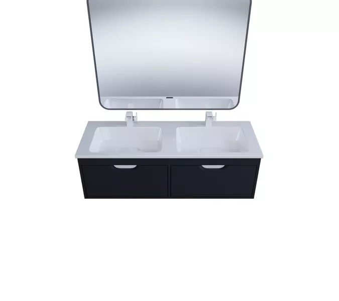 Тумба под двойную раковину Uperwood Modul 120 см, подвесная, матовая, черная, Выбрать цвет: Черный матовый, изображение 8