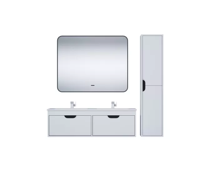 Тумба под двойную раковину Uperwood Modul 120 см, подвесная, матовая, белая/графит, Выбрать цвет: Белый/графит, изображение 10