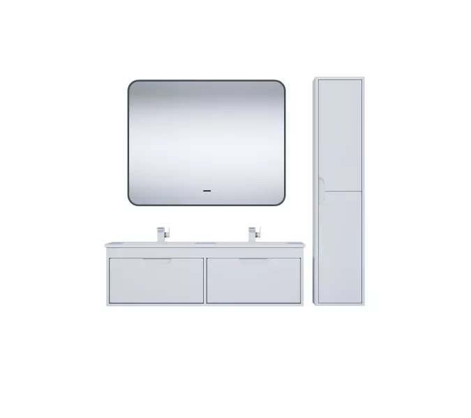 Тумба под двойную раковину Uperwood Modul 120 см, подвесная, матовая, белая, Выбрать цвет: Белый матовый, изображение 10