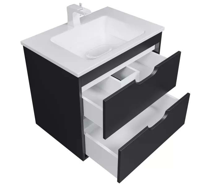 Тумба подвесная Uperwood Modul  черная матовая, Выбрать цвет: Черный матовый, Выбрать размер: 65, изображение 14