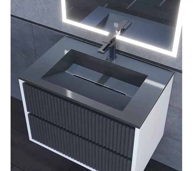 Раковина полувстраиваемая Uperwood Next Premium , серый глянец, Выбрать цвет: Серый, Выбрать размер: 70, изображение 3