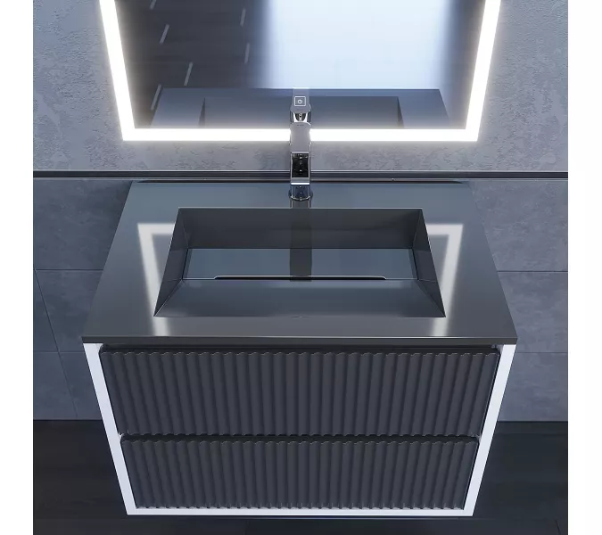 Раковина полувстраиваемая Uperwood Next Premium , серый глянец, Выбрать цвет: Серый, Выбрать размер: 70, изображение 4