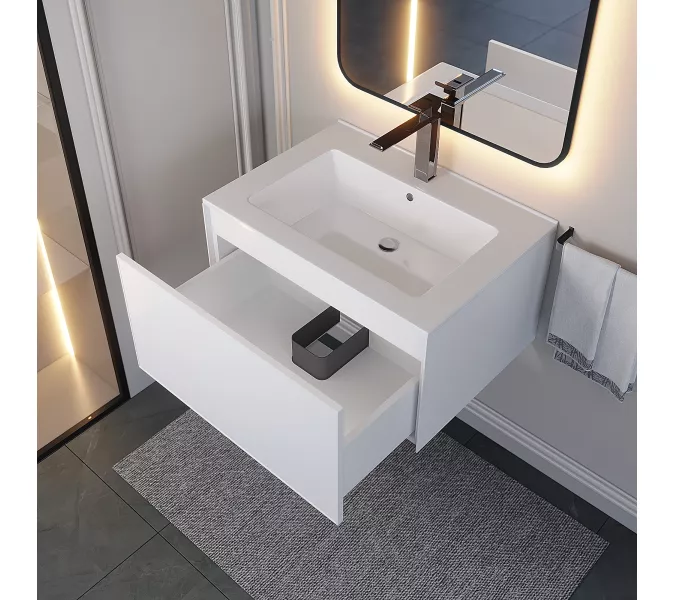 Тумба подвесная Uperwood Parma Premium, белая, Выбрать цвет: Белый матовый, Выбрать размер: 65, изображение 3