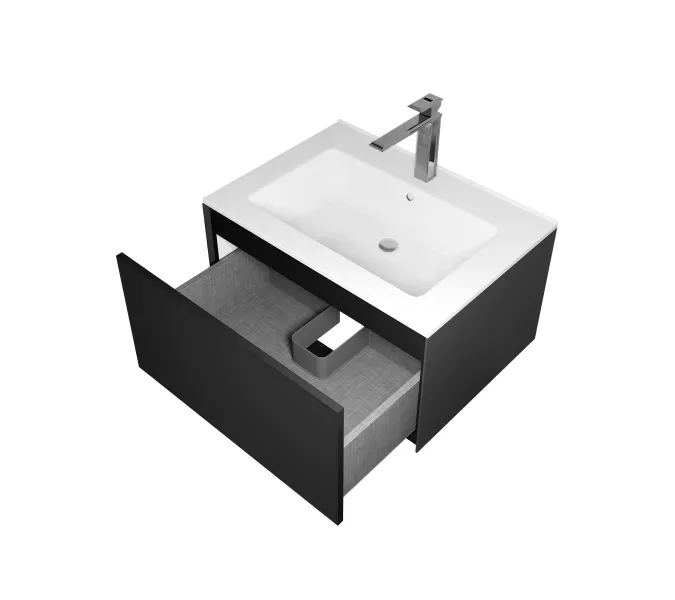 Тумба подвесная  Uperwood Parma Premium, черная, Выбрать цвет: Черный матовый, Выбрать размер: 65, изображение 7