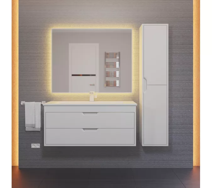 Шкаф-пенал  подвесной Uperwood Modul 33х150 см, белый матовый, Выбрать цвет: Белый матовый, изображение 2