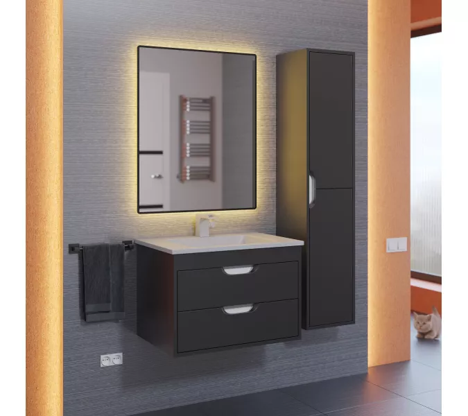 Тумба подвесная Uperwood Modul  черная матовая, Выбрать цвет: Черный матовый, Выбрать размер: 65, изображение 8