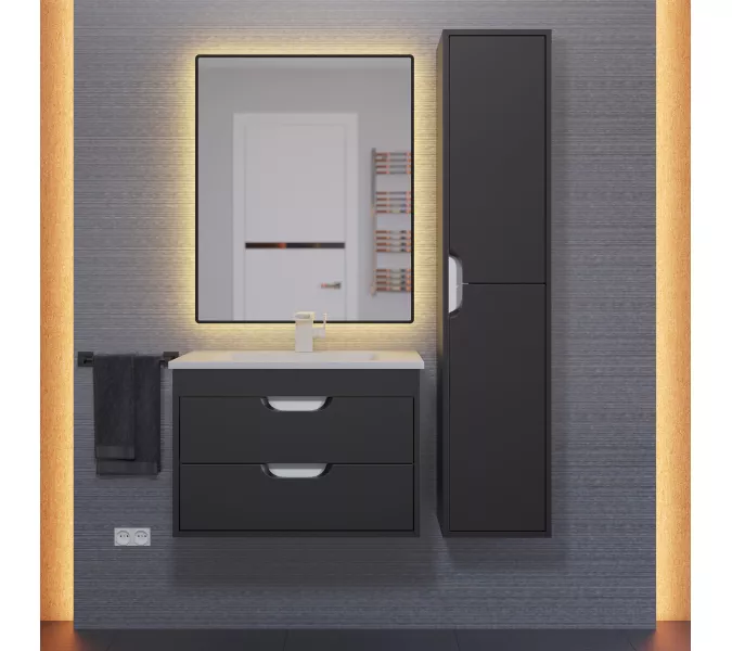 Тумба подвесная Uperwood Modul  черная матовая, Выбрать цвет: Черный матовый, Выбрать размер: 65, изображение 7