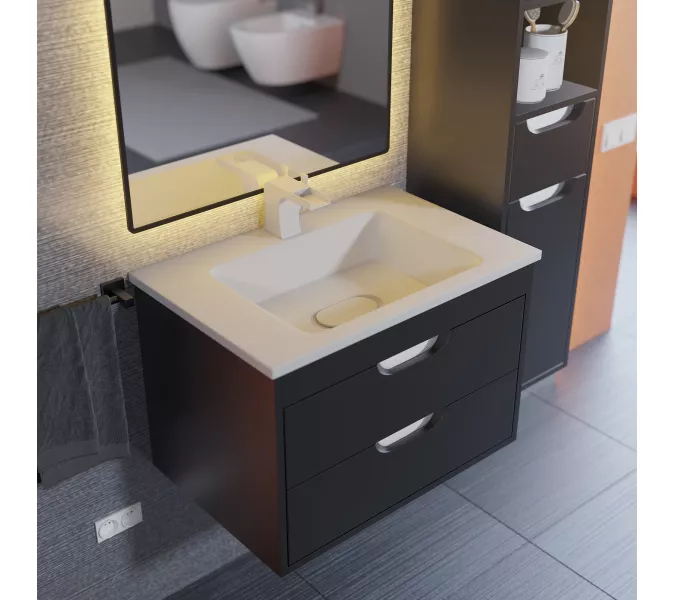 Тумба подвесная Uperwood Modul  черная матовая, Выбрать цвет: Черный матовый, Выбрать размер: 65