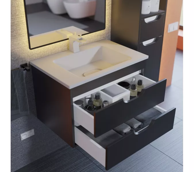 Тумба подвесная Uperwood Modul  черная матовая, Выбрать цвет: Черный матовый, Выбрать размер: 65, изображение 2