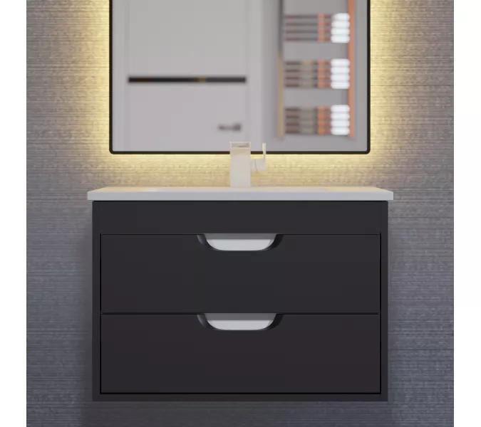 Тумба подвесная Uperwood Modul  черная матовая, Выбрать цвет: Черный матовый, Выбрать размер: 65, изображение 3