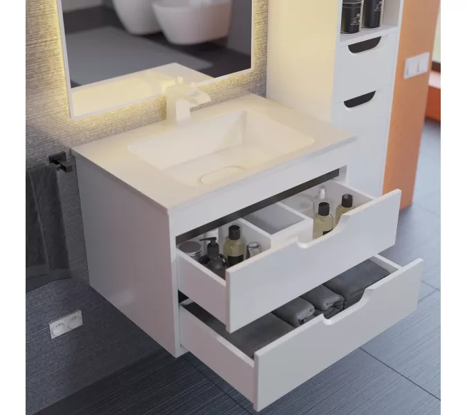 Тумба  подвесная Uperwood Modul  белая/графит, Выбрать цвет: Белый/графит, Выбрать размер: 65, изображение 3