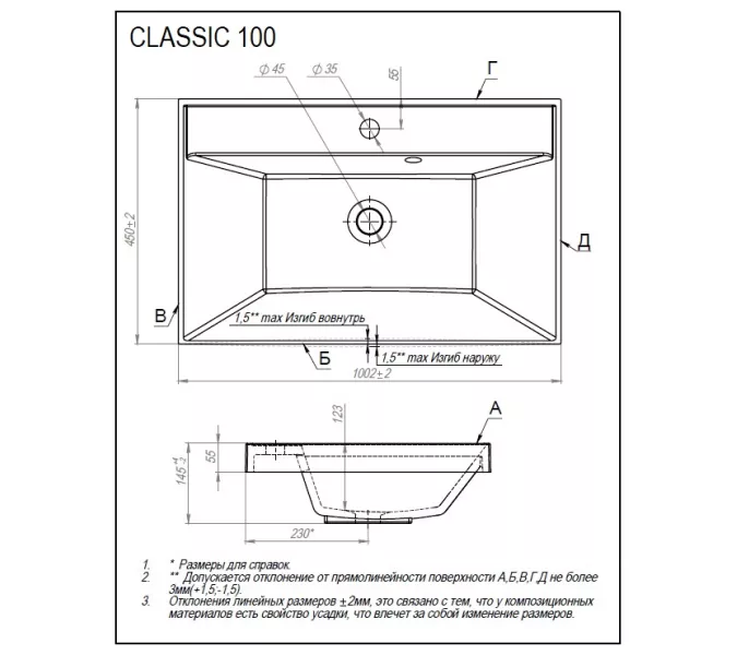 Раковина для ванной  Uperwood Classic, белая глянцевая, Выбрать цвет: Белый, Выбрать размер: 100, изображение 6