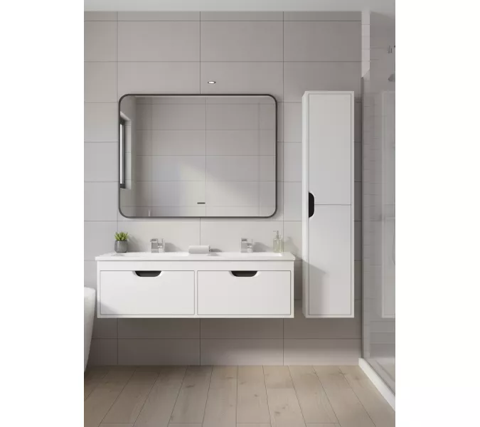 Тумба под двойную раковину Uperwood Modul 120 см, подвесная, матовая, белая/графит, Выбрать цвет: Белый/графит, изображение 4