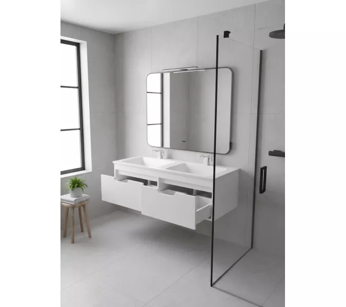 Тумба под двойную раковину Uperwood Modul 120 см, подвесная, матовая, белая, Выбрать цвет: Белый матовый, изображение 3