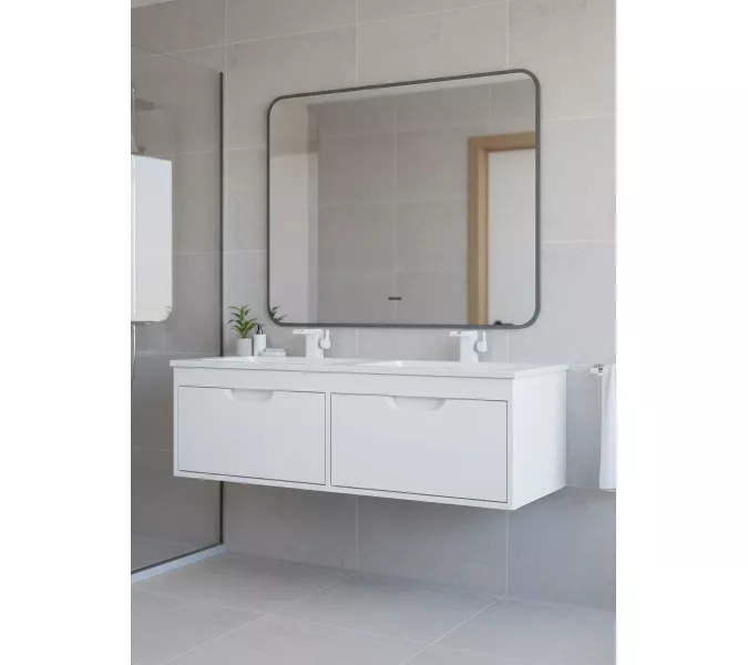 Тумба под двойную раковину Uperwood Modul 120 см, подвесная, матовая, белая, Выбрать цвет: Белый матовый