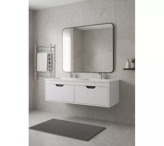 Тумба под двойную раковину Uperwood Modul 120 см, подвесная, матовая, белая/графит, Выбрать цвет: Белый/графит