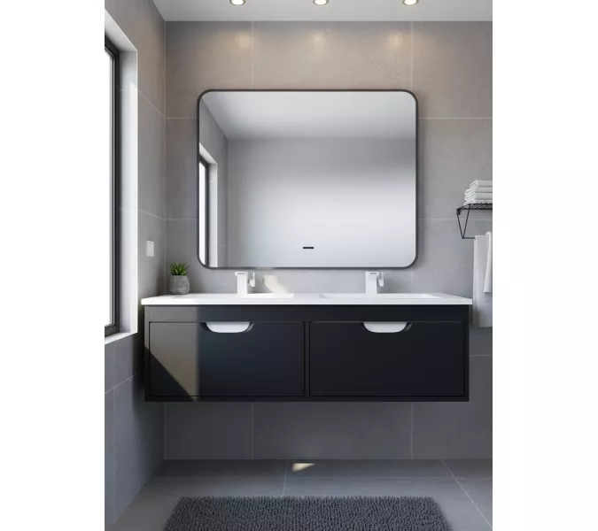 Тумба под двойную раковину Uperwood Modul 120 см, подвесная, матовая, черная, Выбрать цвет: Черный матовый, изображение 2