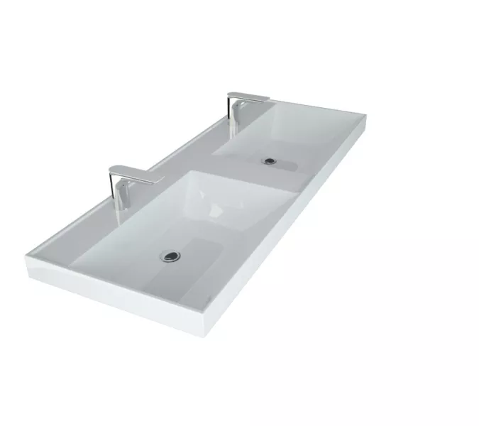 Раковина для ванной Uperwood Classic 120х45х14 см, двойная, белая глянцевая, изображение 3