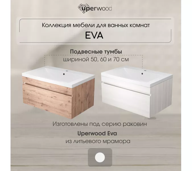 Тумба подвесная Uperwood Eva  Крафт Табачный, выдвижной ящик, Выбрать цвет: Крафт Табачный, Выбрать размер: 60, изображение 8