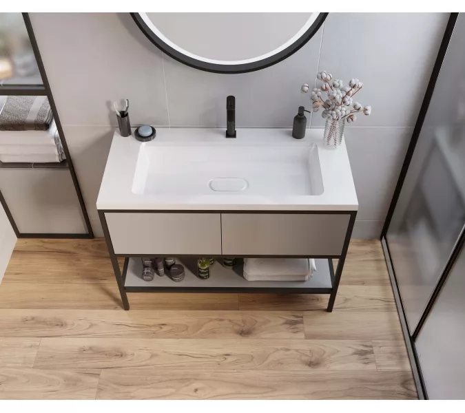 Раковина для ванной Uperwood Modul  белая глянцевая, Выбрать цвет: Белый, Выбрать размер: 100, изображение 8