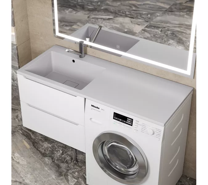 Раковина над стиральной машиной Uperwood Cosmos Quartz 120 см, левая/правая жасмин, Выбрать цвет: Жасмин, Внешний вид: Крыло справа