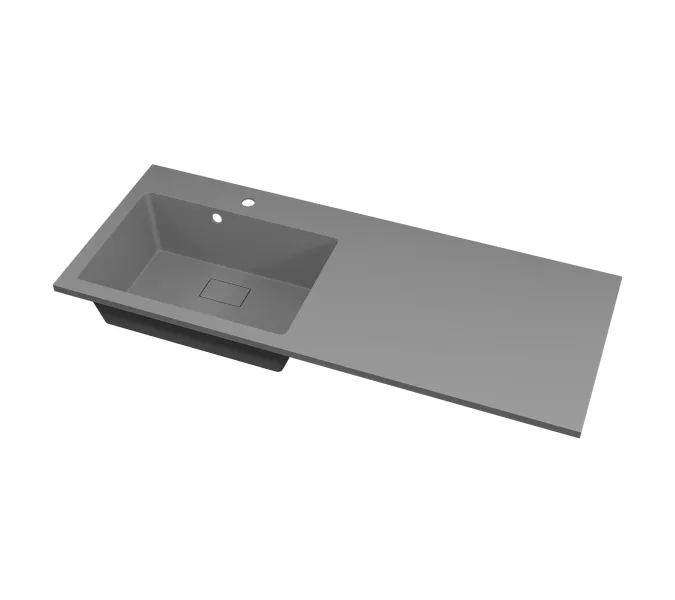 Раковина над стиральной машиной Uperwood Cosmos Quartz 120 см, левая/правая серый шелк, Выбрать цвет: Серый шелк, Внешний вид: Крыло справа, изображение 3