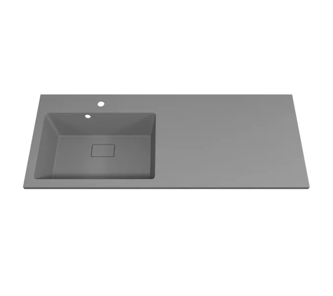 Раковина над стиральной машиной Uperwood Cosmos Quartz 120 см, левая/правая серый шелк, Выбрать цвет: Серый шелк, Внешний вид: Крыло справа, изображение 4