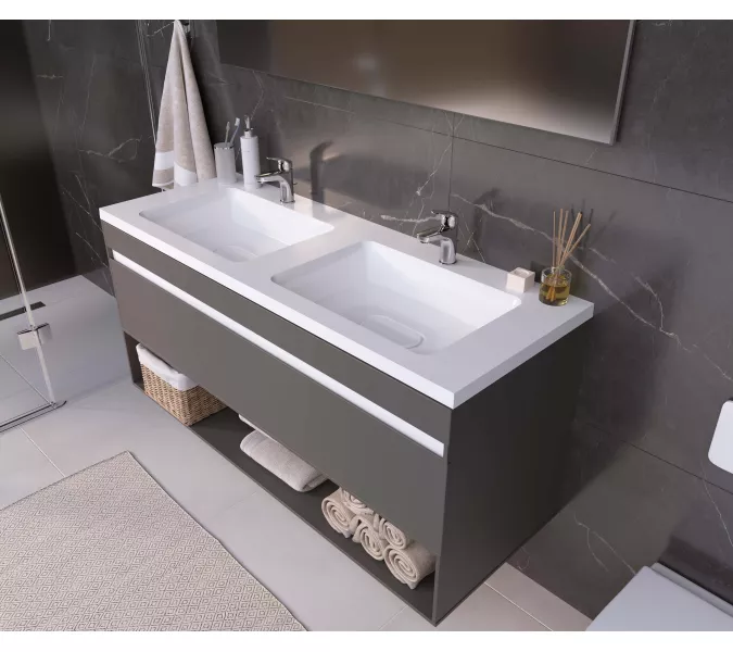 Раковина для ванной Uperwood Modul 122х45х12 см, белая глянцевая, изображение 6