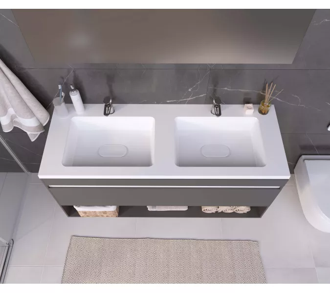 Раковина для ванной Uperwood Modul 122х45х12 см, белая глянцевая, изображение 7