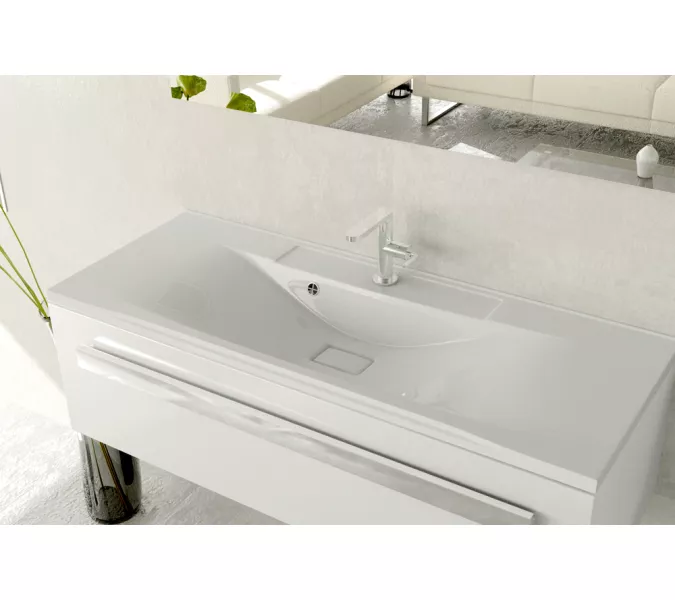 Раковина для ванной Elen ,белая, с декоративной накладкой для слива, Выбрать цвет: Белый, Выбрать размер: 100, изображение 2