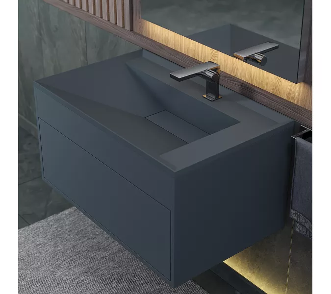 Раковина для ванной кварцевая Uperwood Lotus Quartz  серая матовая (бетон), Выбрать цвет: Бетон, Выбрать размер: 80, изображение 2