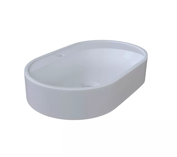 Раковина накладная для ванной Uperwood Luna 60х36х11,5 см, овальная, белая глянцевая, изображение 6