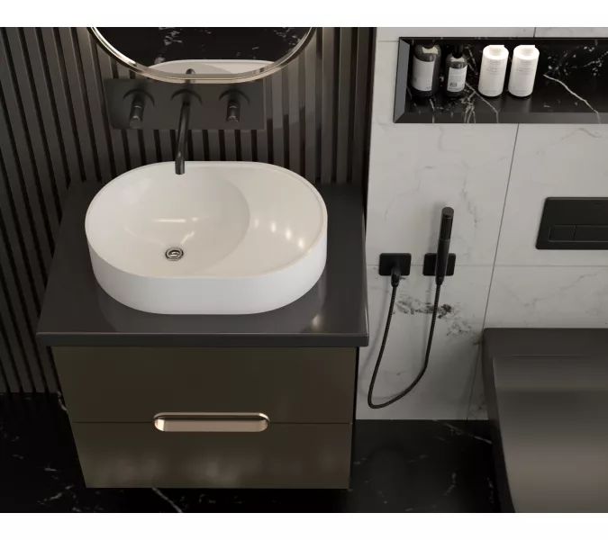 Раковина накладная для ванной Uperwood Luna 50х35х10 см, овальная, белая глянцевая, изображение 2