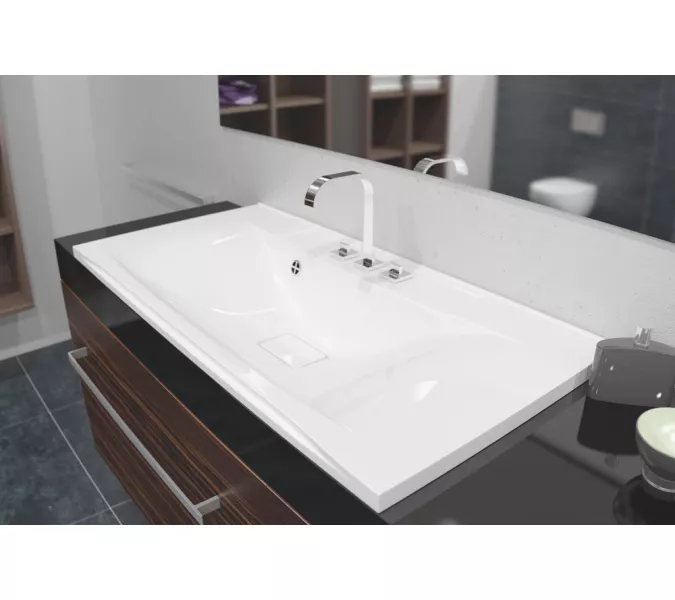 Раковина для ванной Elen ,белая, с декоративной накладкой для слива, Выбрать цвет: Белый, Выбрать размер: 90, изображение 2