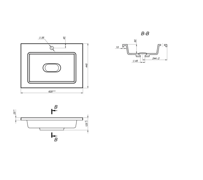 Раковина для ванной Uperwood Modul  белая глянцевая, Выбрать цвет: Белый, Выбрать размер: 65, изображение 7