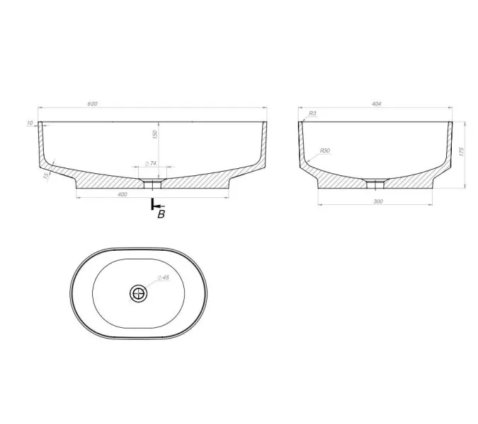 Раковина для ванной накладная Uperwood Aura 60 см, овальная, белая, изображение 5
