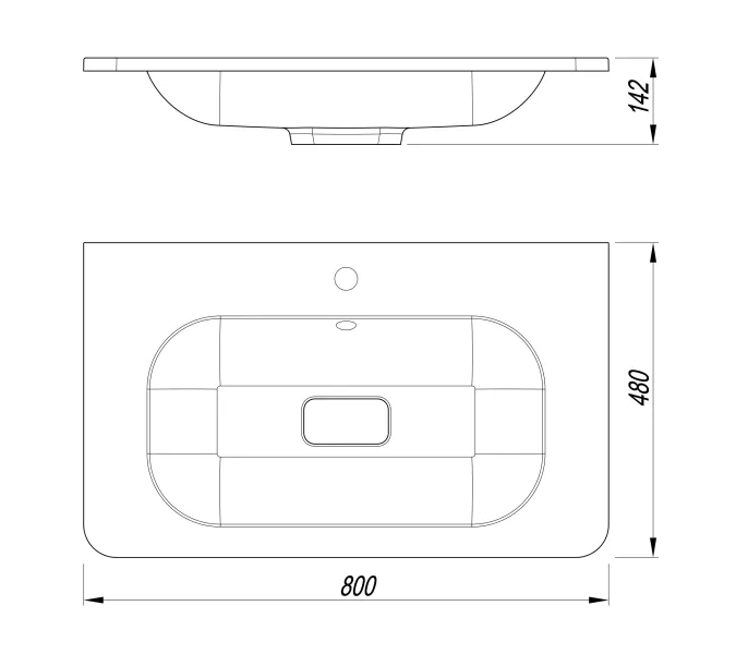 Раковина для ванной 80 см, Uperwood Fate, с декоративной накладкой для слива, изображение 3