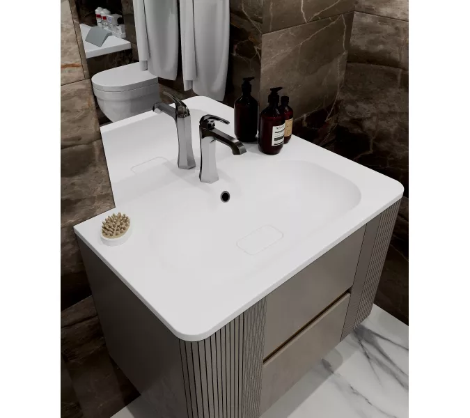 Раковина для ванной 80 см, Uperwood Fate, с декоративной накладкой для слива, изображение 2