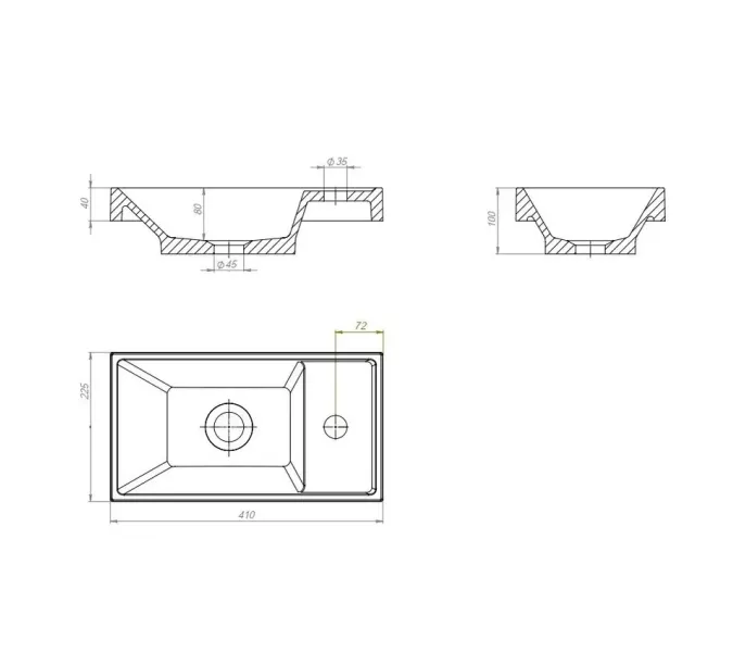 Раковина для ванной Uperwood Classic New, белая глянцевая, с накладкой для слива, Выбрать цвет: Белый, Выбрать размер: 40, изображение 15