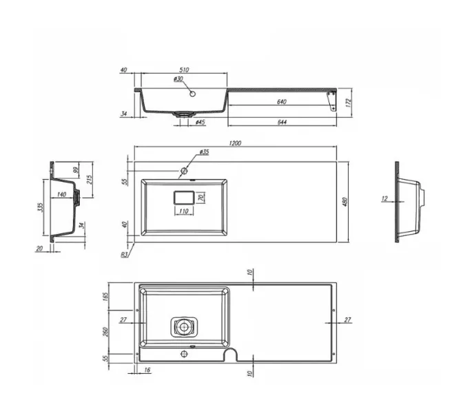 Раковина над стиральной машиной Uperwood Cosmos Quartz 120 см, левая/правая серый шелк, Выбрать цвет: Серый шелк, Внешний вид: Крыло справа, изображение 6