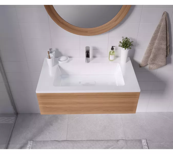 Раковина для ванной Uperwood Modul  белая глянцевая, Выбрать цвет: Белый, Выбрать размер: 80, изображение 8