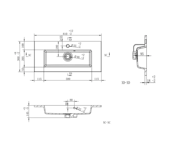 Раковина для ванной  Uperwood Aurora, белая глянцевая, Выбрать размер: 80, изображение 5