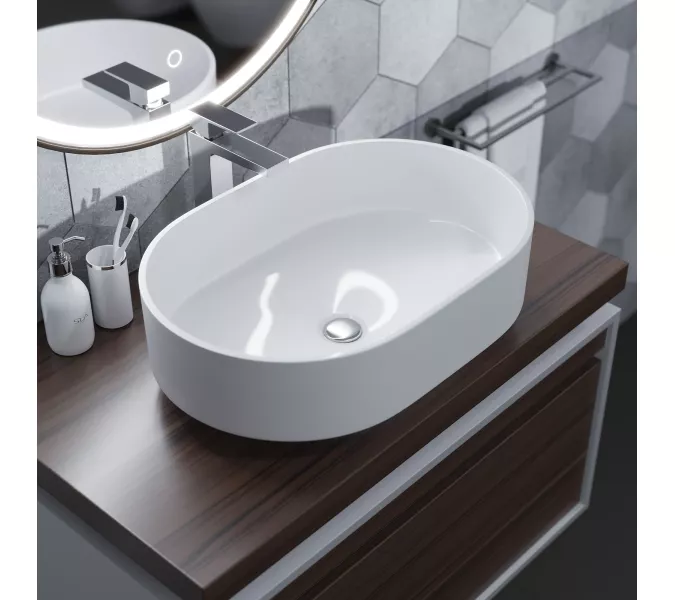 Раковина для ванной накладная Uperwood Aura 60 см, овальная, белая