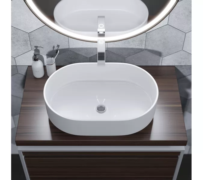 Раковина для ванной накладная Uperwood Aura 60 см, овальная, белая, изображение 2