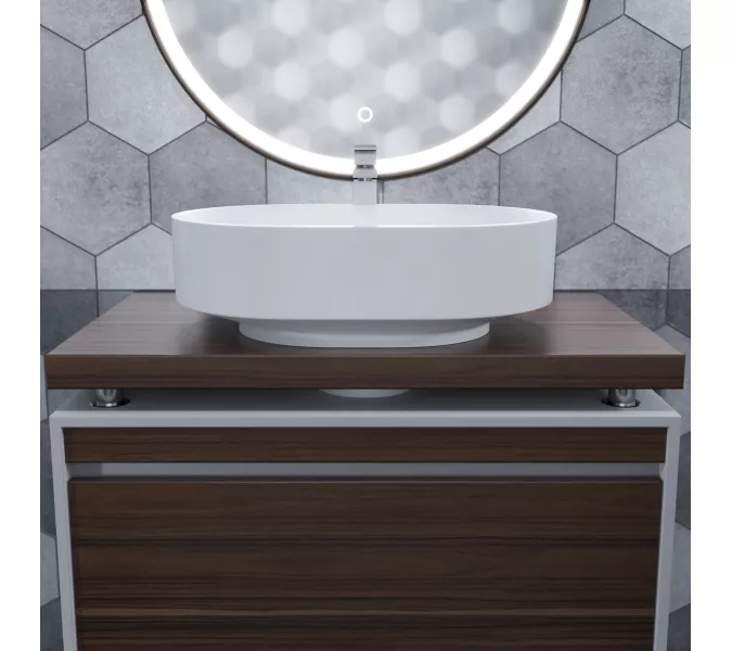 Раковина для ванной накладная Uperwood Aura 60 см, овальная, белая, изображение 3