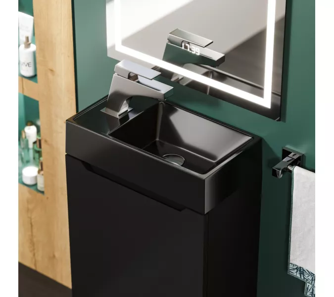 Раковина для ванной  Uperwood Classic New, черная глянцевая, с накладкой для слива, Выбрать цвет: Черный, Выбрать размер: 41, изображение 7