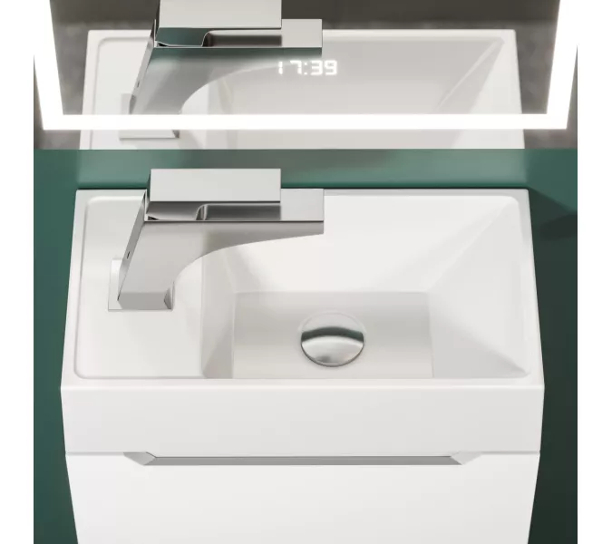 Раковина для ванной Uperwood Classic New, белая глянцевая, с накладкой для слива, Выбрать цвет: Белый, Выбрать размер: 40, изображение 10