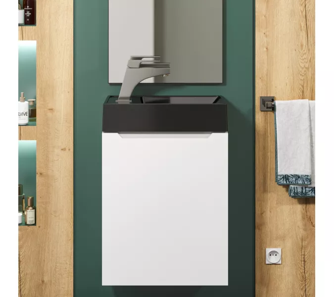 Раковина для ванной  Uperwood Classic New, черная глянцевая, с накладкой для слива, Выбрать цвет: Черный, Выбрать размер: 41, изображение 14